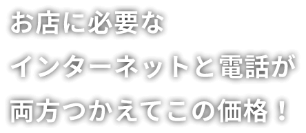 店舗に必要なインターネットと電話が療法つかえてこの価格！